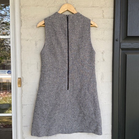 Alice + Olivia Employed Coley Black/White Tweed Sleeveless A-Line Mini Dress (6) - Picture 6 of 14